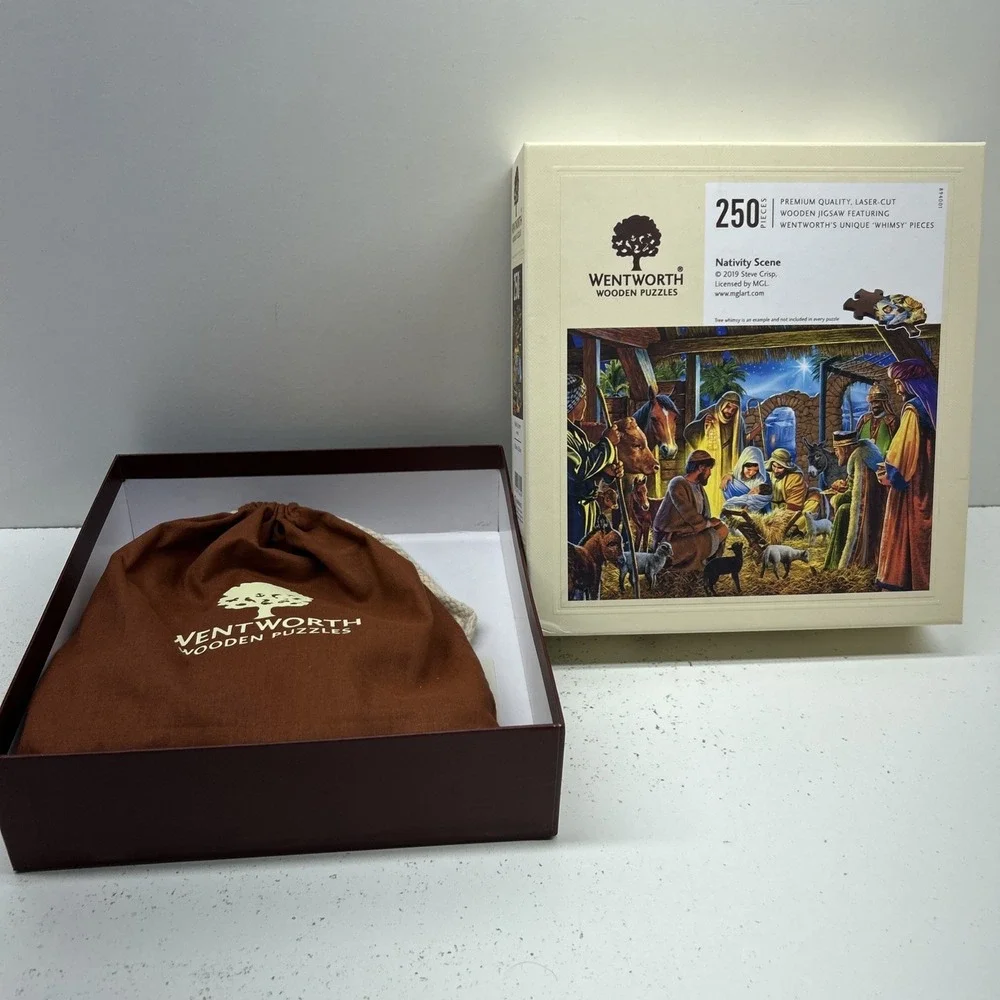 Wentworth Wooden Puzzle Nativity Scene 250 Pc Laser Cut Whimsy Complete Box